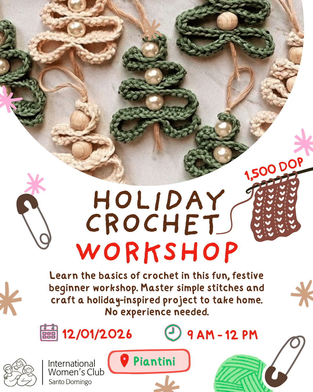 Dec 1 Crochet Class for Beginners: Holiday Edition